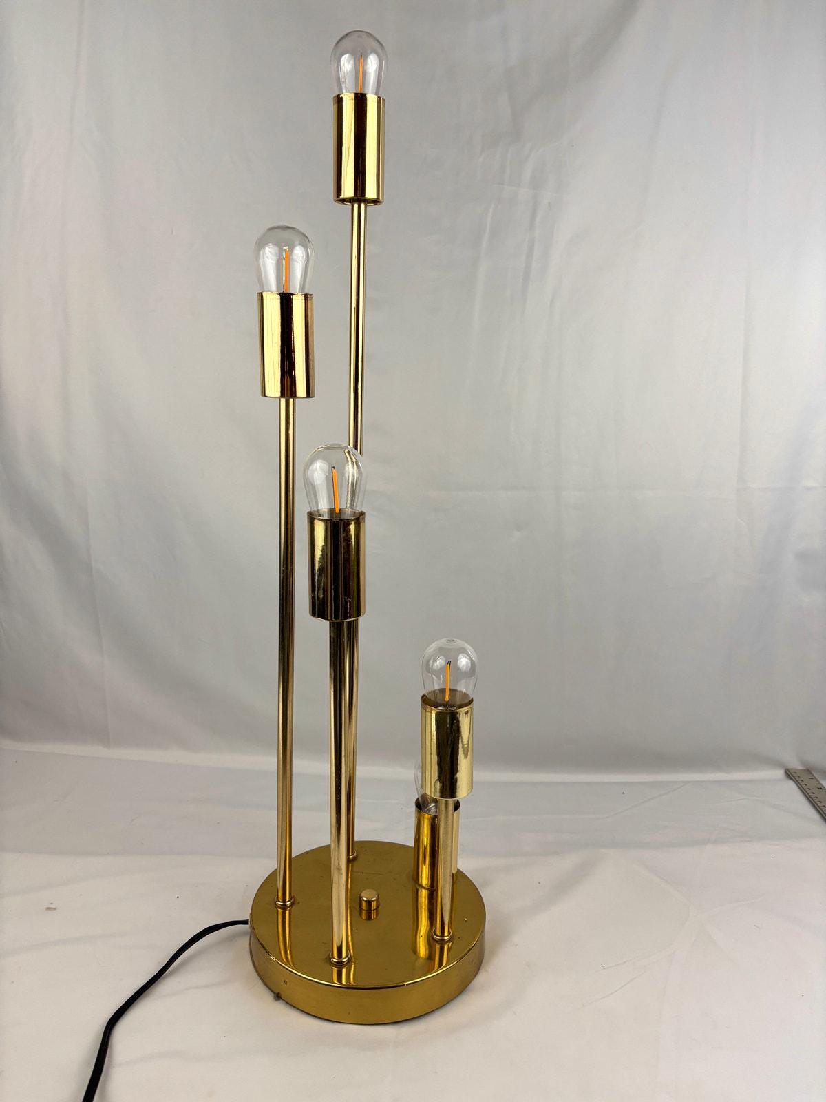 SOLID BRASS LAMP MID LONG 5 ARM Mid-Century Solid Brass Table Lamp