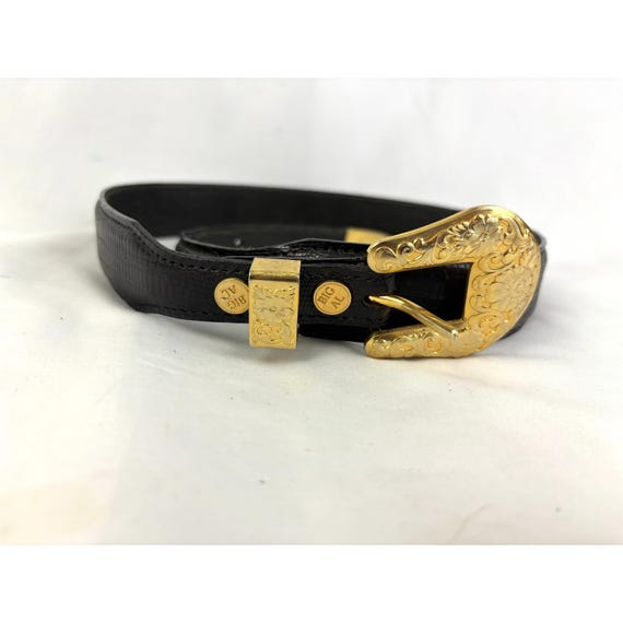 Big Al Western Leather Belt Gold Tone Buckle German Silver  display picture 2