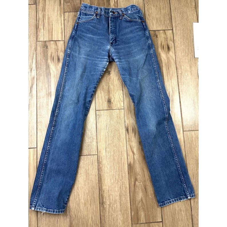 Wrangler USA Distressed Jeans 30x36 Vintage Straight Leg Western Denim image 2