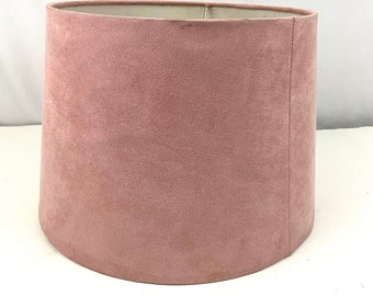 VTG Pink Faux Suede Drum Lamp Shade 11"x13"x9" SHADE ONLY