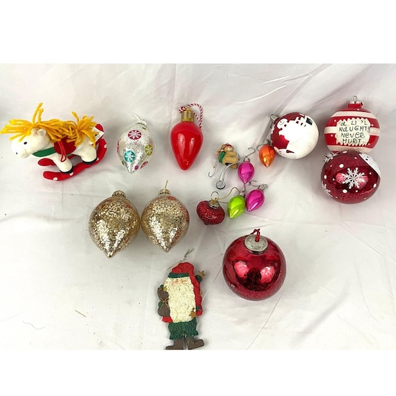 16x VTG ホリデーオーナメント クリスマス ホース グリッター ガラス