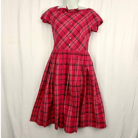 VTG Jonathan Logan Dress Sz 9 Pink Plaid Swiss Do… - image 10