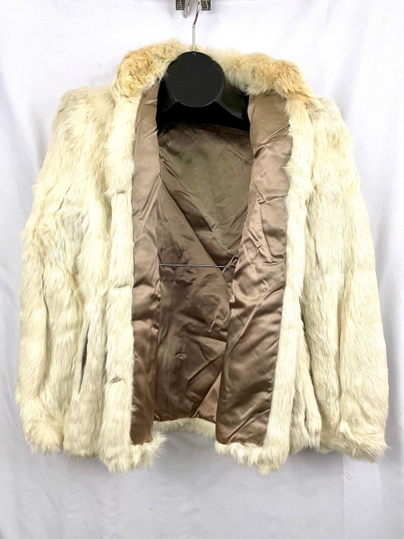 VTG 100% Rabbit Fur Coat Lined Women's M 1970s Op… - image 2