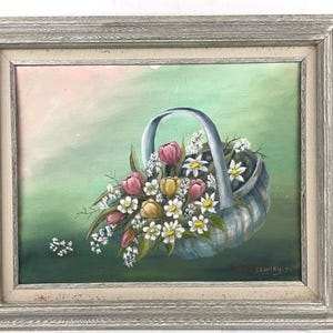 VTG Floral Arrangements Oil Painting Canvas Wall Artwork Signed &#39;01 Framed