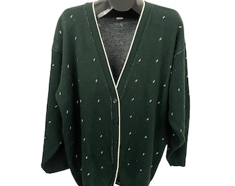 VTG Girl Scout Cardigan Sweater Women&#39;s Size 1X Made In USA Green Classic