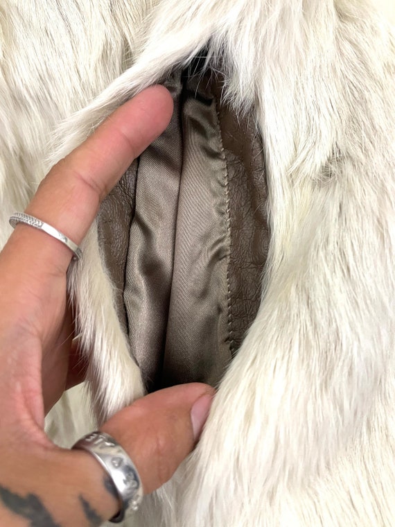 VTG 100% Rabbit Fur Coat Lined Women's M 1970s Op… - image 8