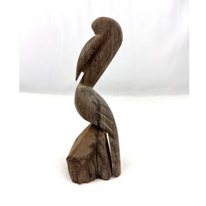 VTG Hand-Carved Ironwood Pelican Figurine Coastal Beach Decor