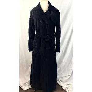 Vintage Spiegel Schwarz Lange Trenchcoat Mit Gürtel Leopard Gefüttert 12