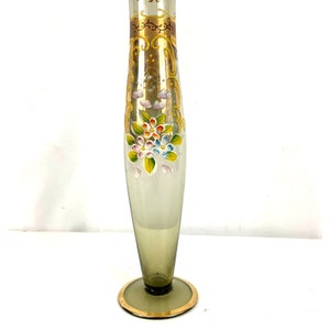 Antique Hand Painted Floral With Gold Trim Glass Bud Vase 8" - Etsy