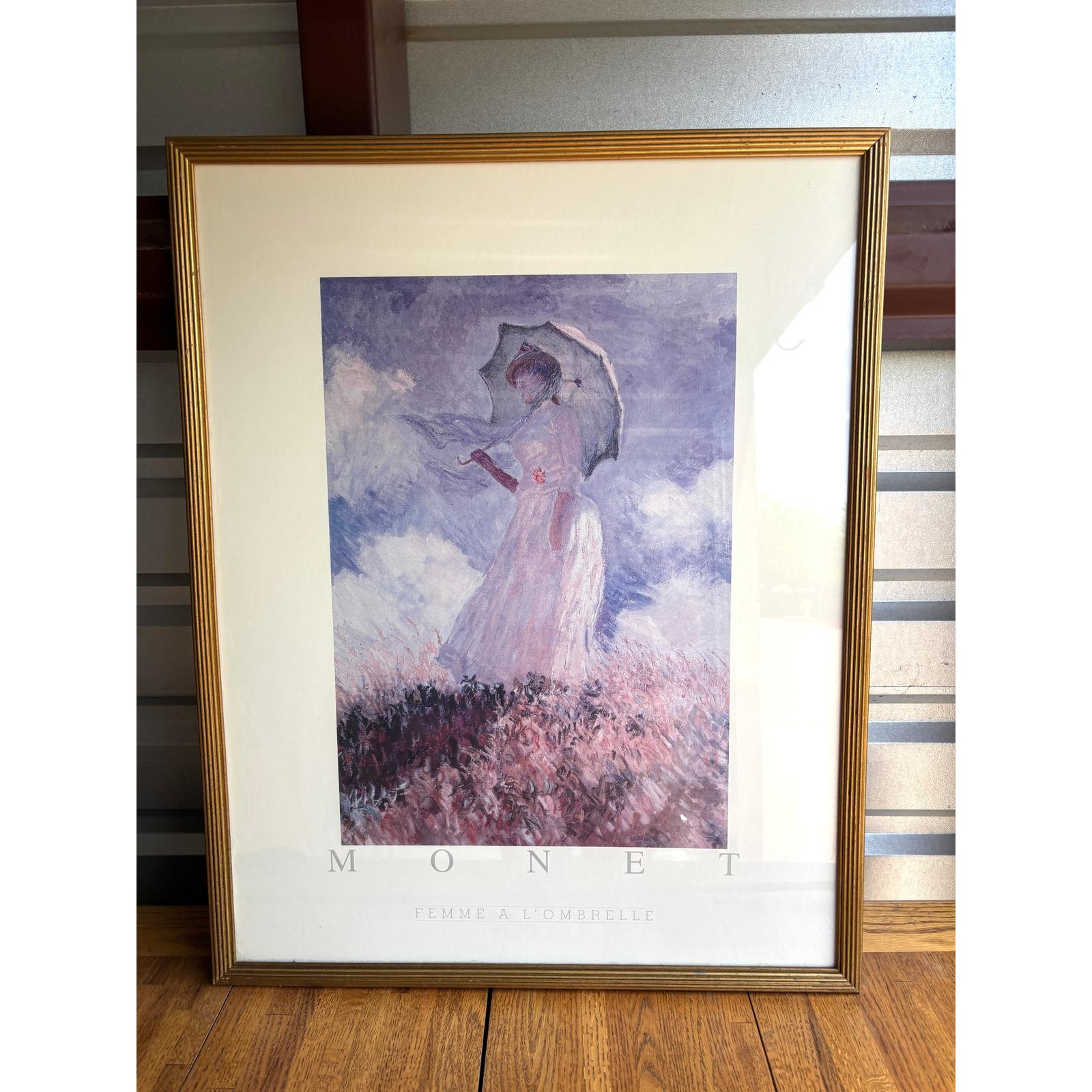 Claude Monet Femme A L'Ombrelle Framed Art Print Gold Wood Frame 23x29