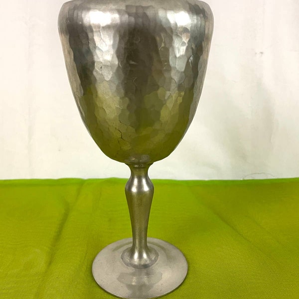 VTG 1990 Rivas Hammered Wine Goblet Chalice BALLENA Bay Pewter Handmade 7.5"