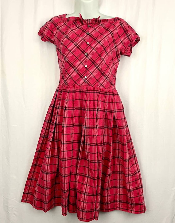 VTG Jonathan Logan Dress Sz 9 Pink Plaid Swiss Do… - image 7