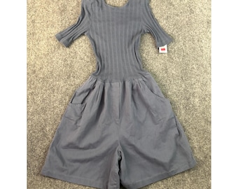 NWT Nina Piccalino Gray Ribbed Wide Leg Romper Jumpsuit USA Size 8