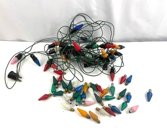 VTG GE Christmas Lights C7 Assorted Colors Untested String with Loose Bulbs