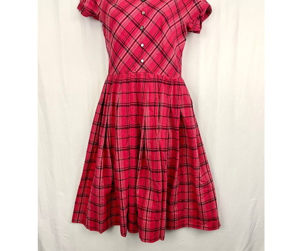 VTG Jonathan Logan Dress Sz 9 Pink Plaid Swiss Do… - image 6