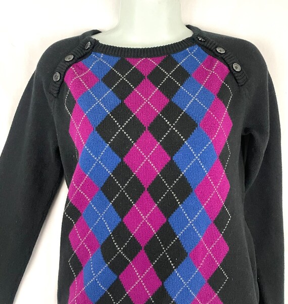 VTG Tommy Hilfiger Knitted Argyle Crewneck Sweate… - image 9