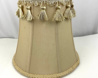 VTG Champagne Fringe Trim Victorian Lamp Shade ONLY 11" Tall