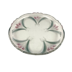 VTG Mikasa French Floral Bouquet 12.5&quot; Round Serving Glass Platter Germany