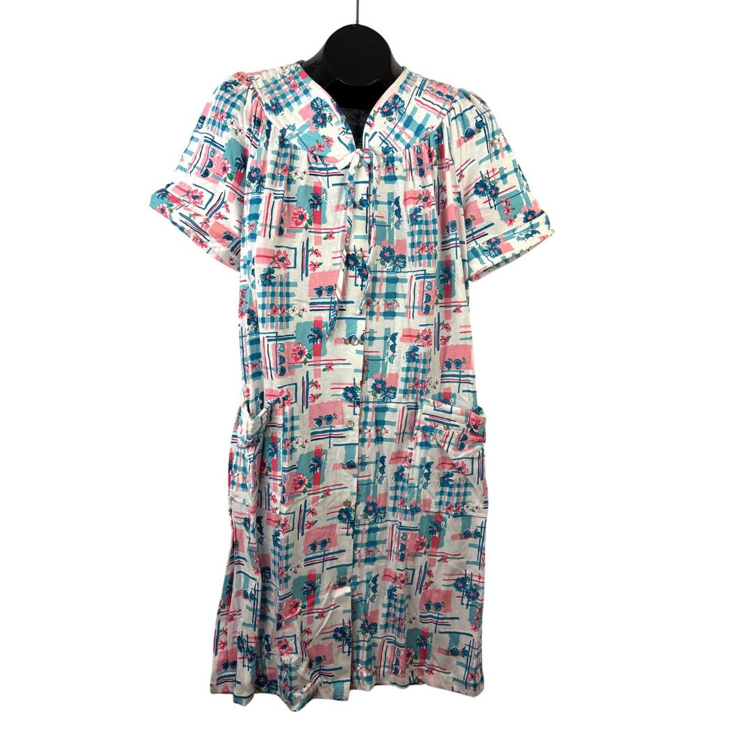 Vintage Carriage Court Snap Front Robe Loungewear Sleepwear Dress SMALL ...