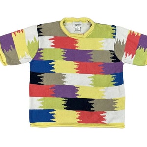 VTG Funky Block Pattern Sweater Top MEDIUM Casual Christopher & Banks Women&#39;s