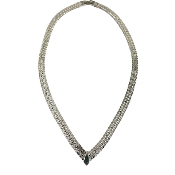 VTG Napier Silver Toned Herringbone Necklace Signe
