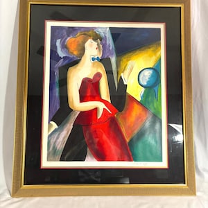 Linda Le Kinff Renee et Alain Framed Limited Serigraph Hand Signed COA