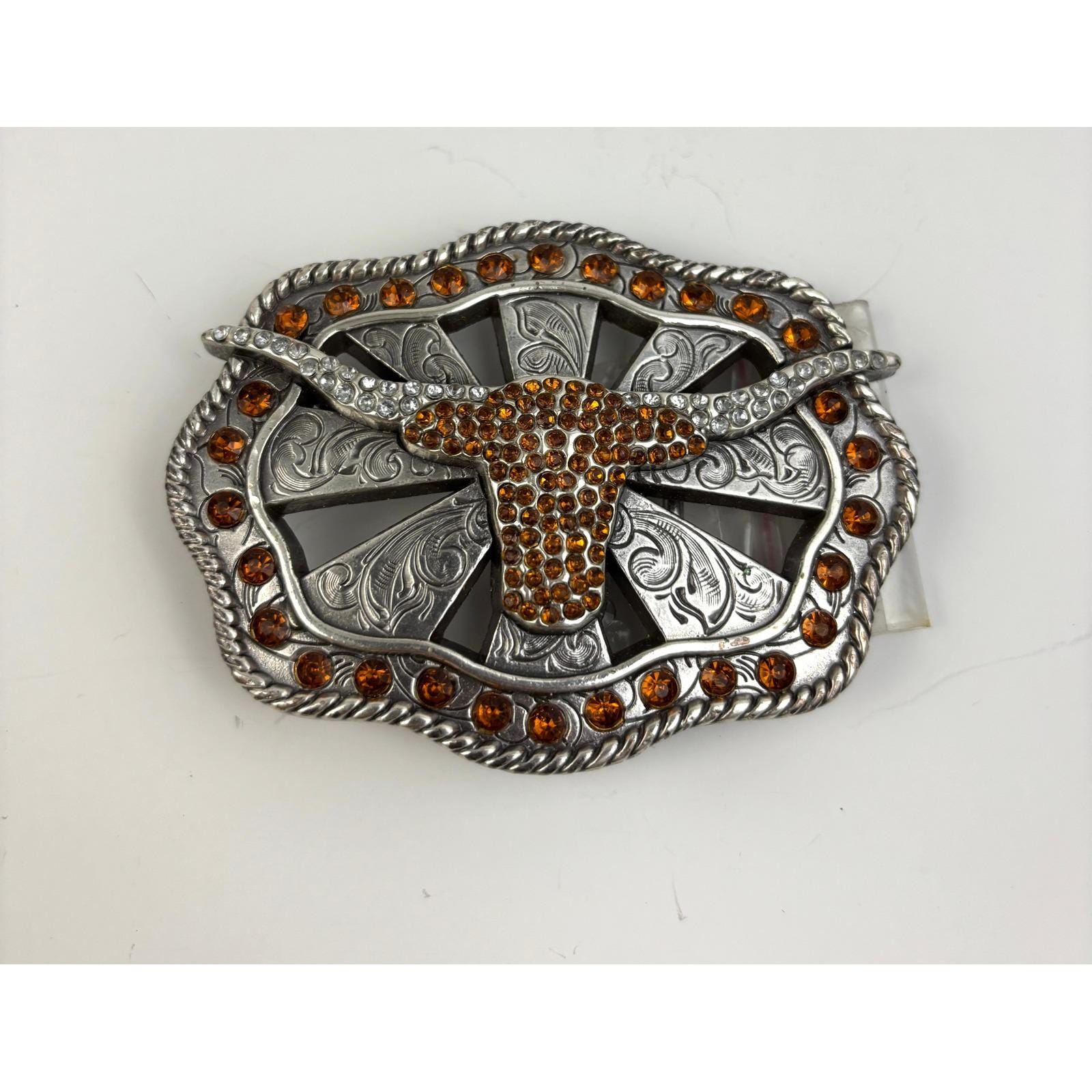 Vintage Jeweled Belt / Silvertone & Burnt Orange Brown Rhinestone Belts | Boot Barn main image 4