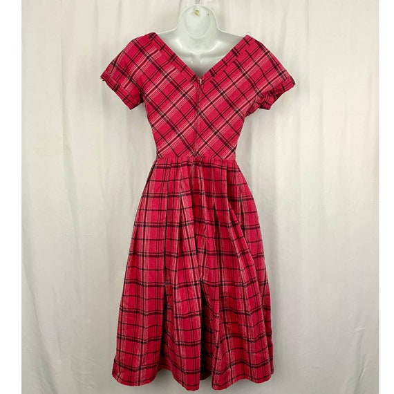 VTG Jonathan Logan Dress Sz 9 Pink Plaid Swiss Do… - image 2