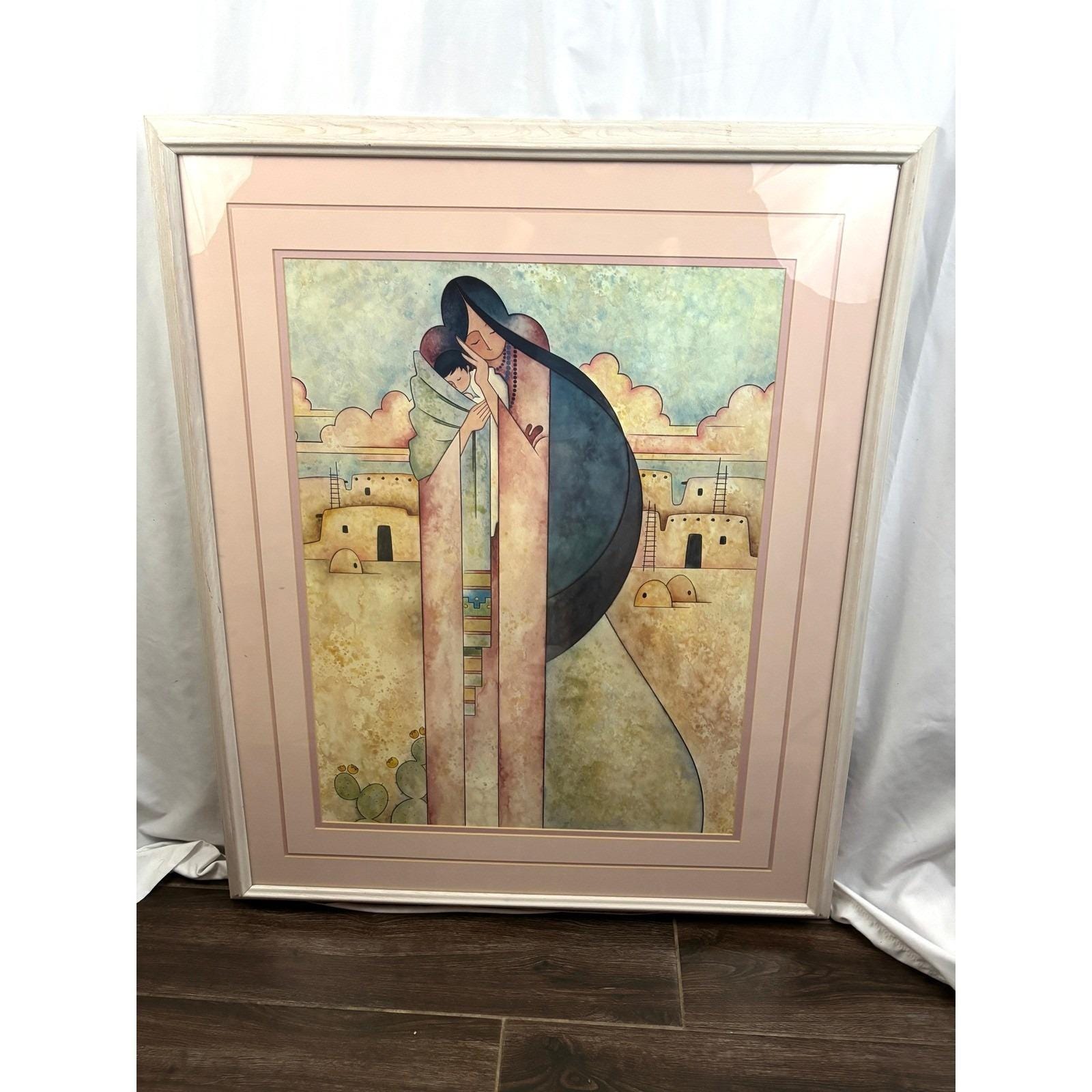 Framed Pueblo Lullaby G.E. Mullan Print 31x37 Southwest Decor Art