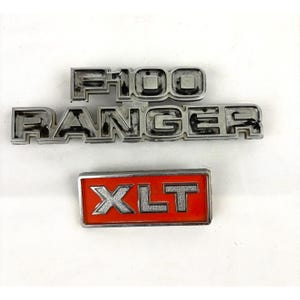 VTG Ford F100 Ranger XLT Bronco Pick up Emblem Part Chrome Lot of 2