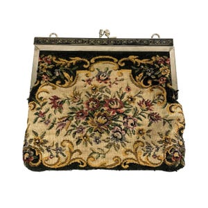 VTG Petit Point Tapestry Floral Brocade Purse Handbag 1950&#39;s No straps