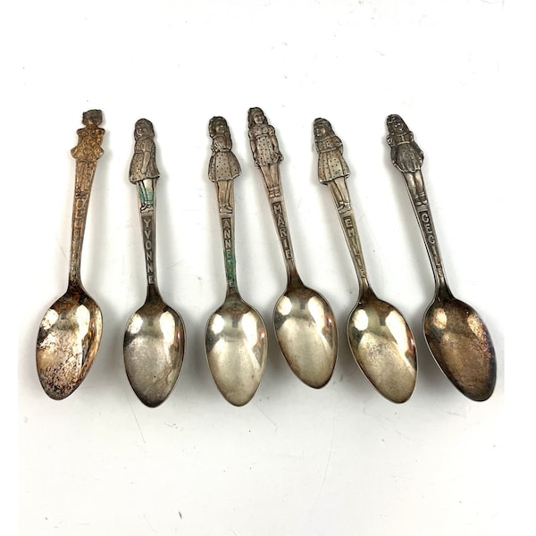VTG Set of 6 Spoons Yvonne Cecile Marie Annette 1930's Carlton SilverPlate