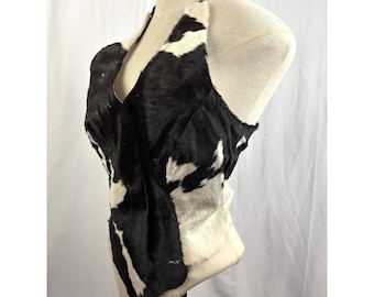 Genuine Cowhide Halter Top Lace Up Back Western Festival Hair On Hide Rousseaux