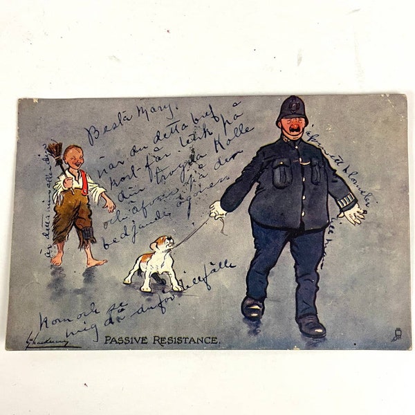 1904 Postcard PASSIVE RESISTANCE Humor Antique Aquarette Raphael Tuck & Sons