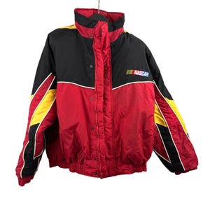 Authentic NASCAR Racing Winter Jacket Coat Embroidered Hood XXL Vintage Rare