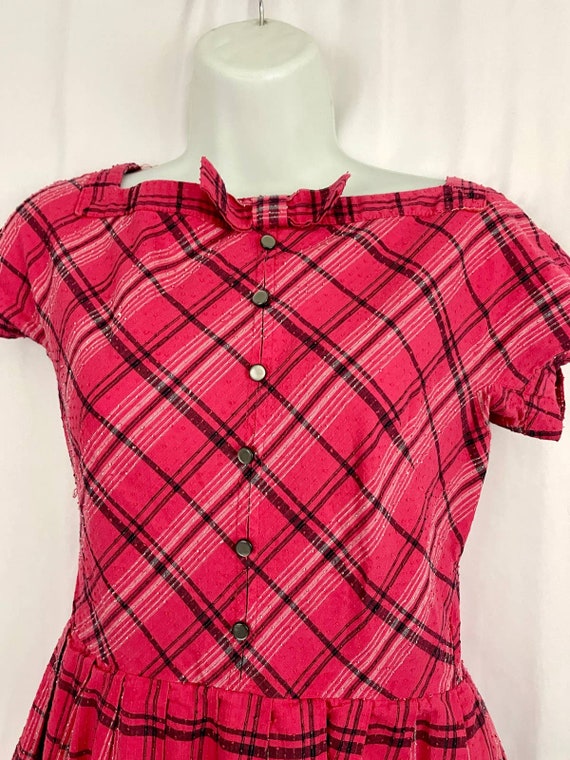 VTG Jonathan Logan Dress Sz 9 Pink Plaid Swiss Do… - image 5