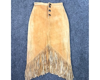 Pam Dietrich Deerskin Leather Fringe Skirt Sterling Concho Western Handmade