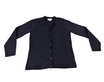 Vintage zacht zwart getextureerd vest met knopen uit de jaren 90 Preppy SMALL