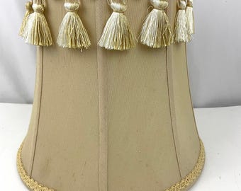 VTG Champagne Fringe Trim Victorian Lamp Shade ONLY 11" Tall