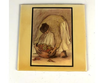 Vintage R.C. Gorman Woman With Chile Decorative Ceramic Tile 8x8