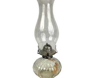 Lámpara de aceite de queroseno de vidrio transparente VTG, decoración de 13"