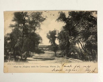 1905 Postkarte Wo die Allegheny die Conewango Warren PA RPPC Antique trifft