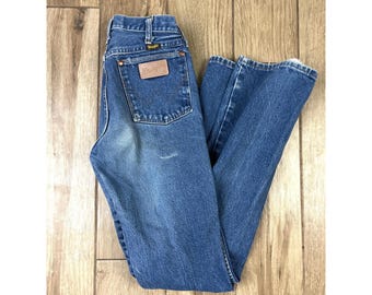 Wrangler USA Distressed Jeans 30x36 Vintage Straight Leg Western Denim