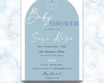 Dusty Blue Baby Shower Invite | Editable & Printable or Digital Template