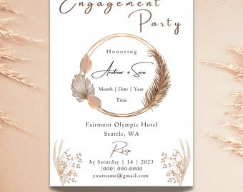Boho Engagement Party Invite | Editable & Printable or Digital Template