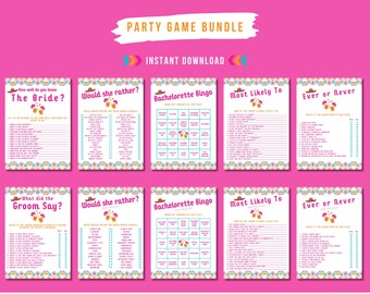 Fiesta Bachelorette Party Game Bundle | 10 Games | Editable & Printable Templates | Adults Only