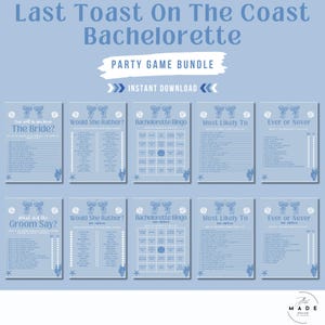 Last Toast on the Coast Bachelorette Party Game Bundle | 10 Games | Editable & Printable Templates | Adults Only