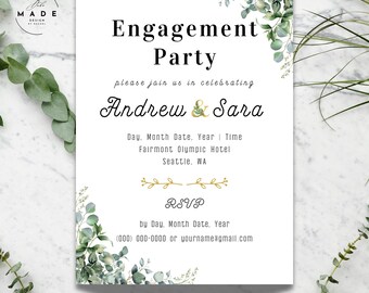 Foliage Engagement Party Invite | Editable & Printable or Digital Template