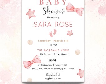 Light Pink Baby Shower Invite | Editable & Printable or Digital Template