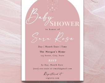 Dusty Pink Baby Shower Invite | Editable & Printable or Digital Template